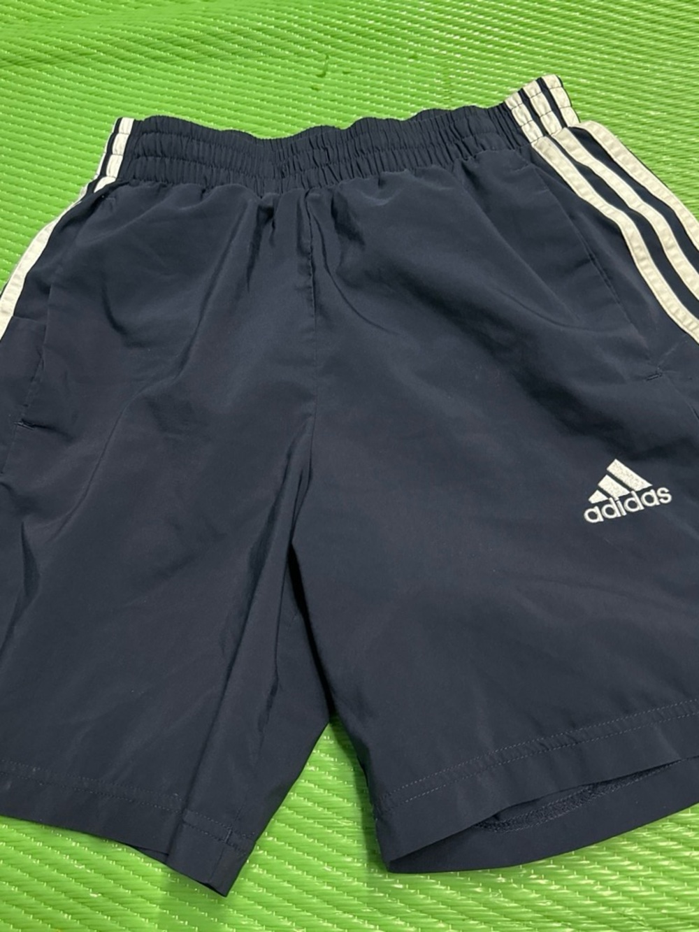 adidas Men's Dark Navy Athletic Shorts with White Stripes